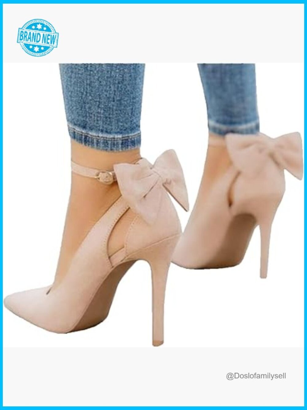 Stiletto Heels Bow Tie Back Ankle Strap Pointed Toe Pumps Wedding Shoes